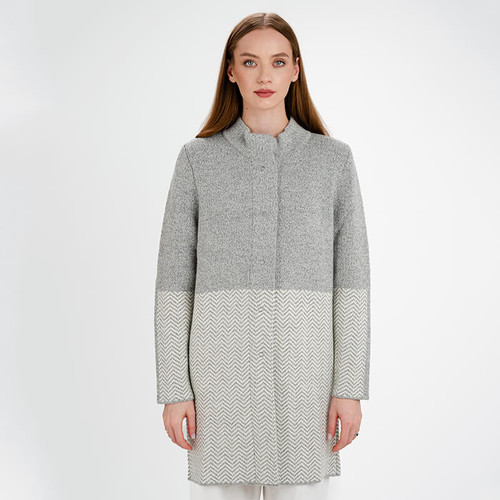 AWL320-303-GREY-Colour Ladies Herringbone Wool Coat ShamrockGift.com  AWL320-303-GREY-Colour Ladies Herringbone Wool Coat ShamrockGift.com