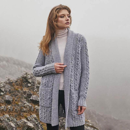 SAOL Ladies Open Face Cardigan Grey ML130 Grey ShamrockGift.com