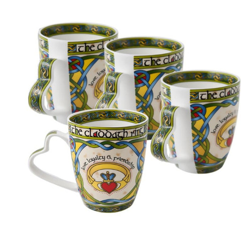 Royal Tara Claddagh Ring Mug - Irish Weave HI-Set-178 Set of 4 ShamrockGift.com