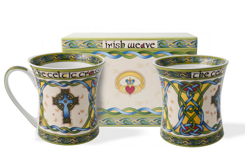 Royal Tara Irish Celtic High Cross Mug Set Front View ShamrockGift.com