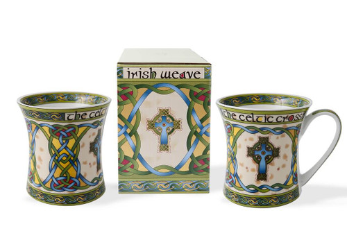 Royal Tara Irish Celtic High Cross Mug Set Side View ShamrockGift.com