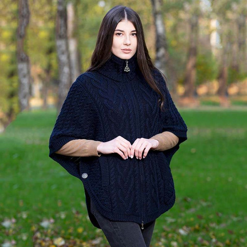 Funnel Neck Poncho Jacket