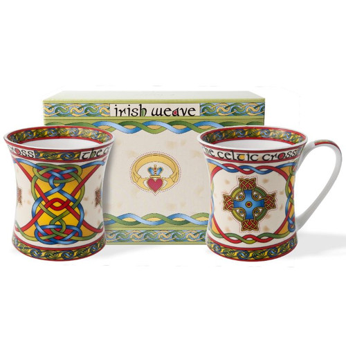 Royal Tara Celtic Cross Set of 2 Mugs Side View ShamrockGift.co