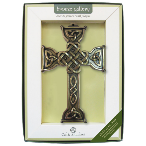 Bronze Plated Celtic Love Cross Plaque ShamrockGift.com
