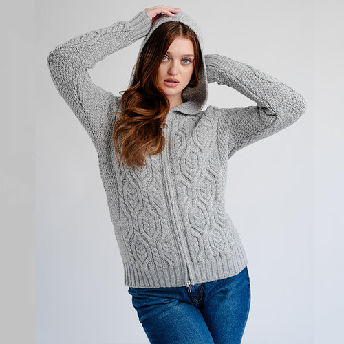 Saol Ladies Double Collar Zipped Cardigan Green ML113 Lifestyle ShamrockGift.com