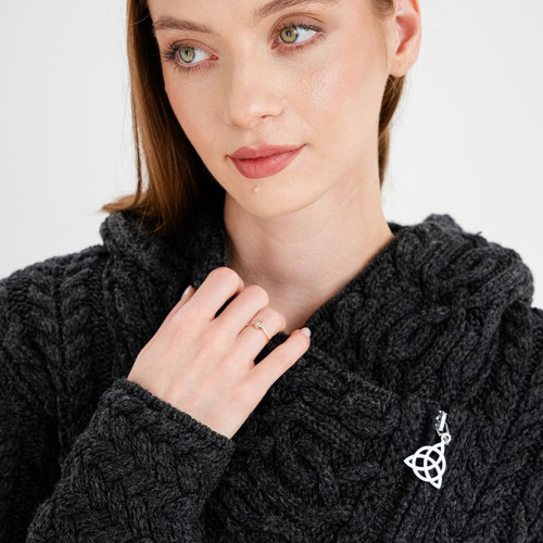 ML144-101 Women's Hooded Aran Zipper Coat Shamrockgift.co
