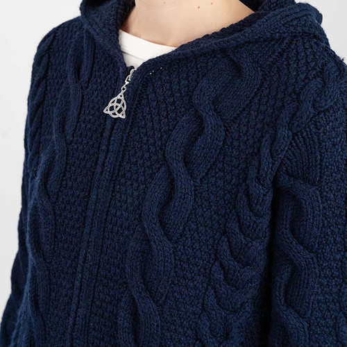 ML110-104 Aran Cable Knit Women's Merino Wool Coat Closeup View  Shamrockgift.com