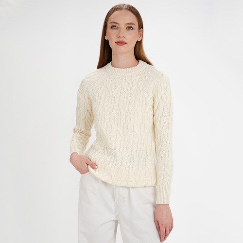 SuperSoft Merino Wool Crew Neck Aran Sweater SuperSoft Merino Wool Crew Neck Aran Sweater