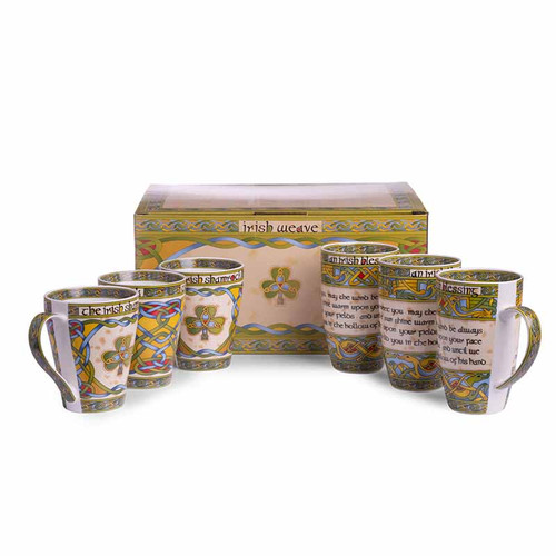 Royal Tara Irish Blessing and Shamrock Cup Sets CL-Setof6Cups2 ShamrockGift.com