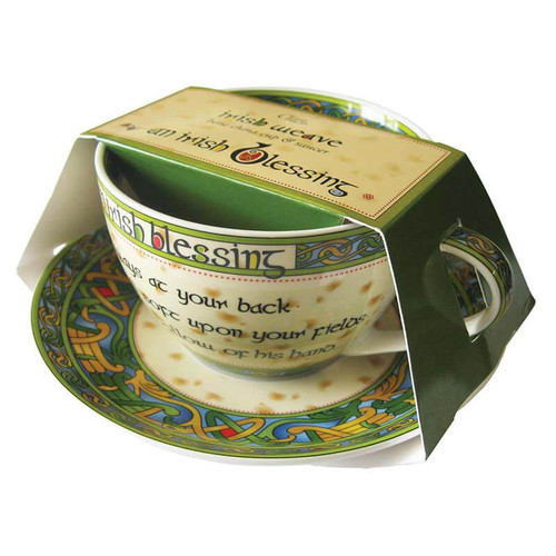 Irish Blessing Cup & Saucer Main View ShamrockGift.com