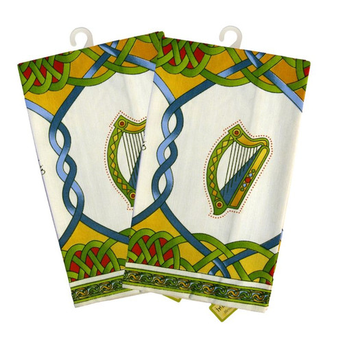 CL-73-42 Set of 2  Emblem Tea Towel  Shamrock ShamrockGift.com