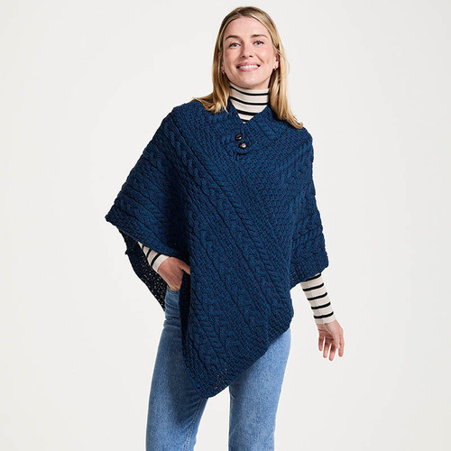 Aran Woollen Mills Fisherman Knit Poncho A200303 Front Shamrockgift.com