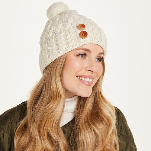 B547 Women's Supersoft Hat with Buttons White ShamrockGift.com