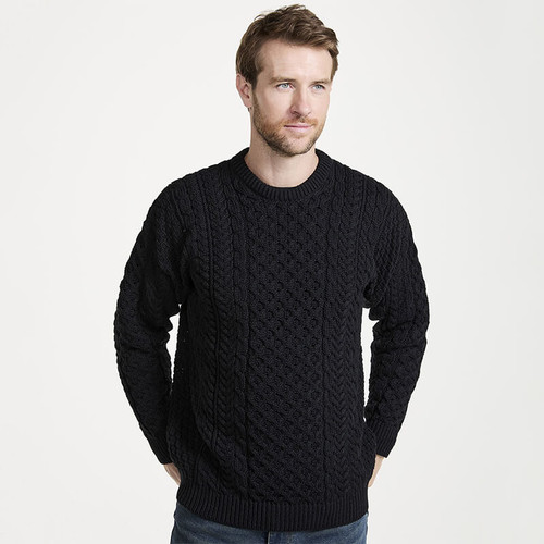 A823 BLACK Colour  Irish Men's Crew Neck Sweater Back ShamrockGift.com