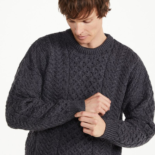 A8023-Irish Men's Crew Neck Sweater Derby Purple Front ShamrockGift.com