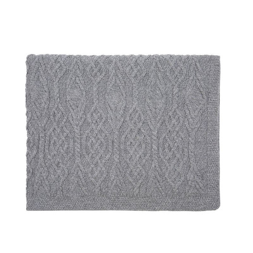SAOL Celtic Cable Knit Throw Grey AWT313 Grey Shop online on ShamrockGift.com