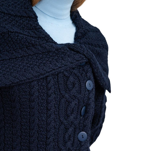 SAOL Ladies 3 Buttons Collar Coat Navy AWL108 Profil View ShamrockGift.com
