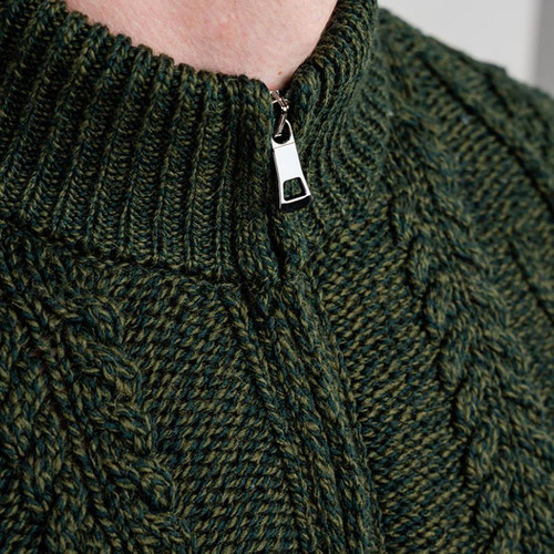 Men's Fine Merino Half Zip Aran Sweater