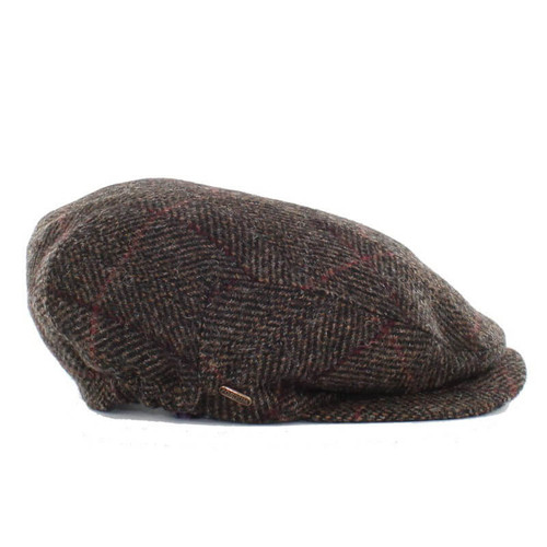 Mucros Weavers Kerry Brown Plaid Tweed Flat Cap ShamrockGift.com