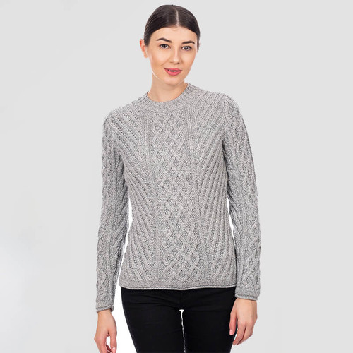 AWL115 303 Grey Color Ladies Aran Tunic Sweater Studio SAOL 7 ShamrockGift.com AWL115 303 Grey Color Ladies Aran Tunic Sweater Studio SAOL 7 ShamrockGift.com
