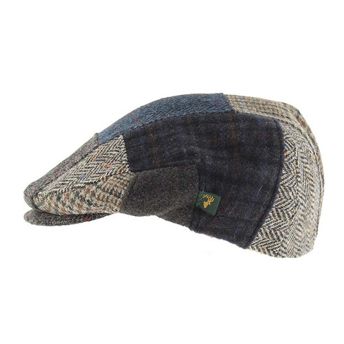 Mucros Weavers Blue/Grey Patch Flat Cap MUCPATCHC ShamrockGift.com