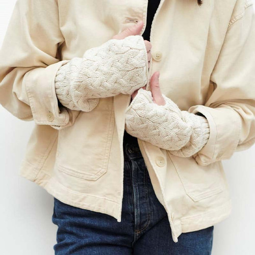Soft-Irish-Wool-Long-Fingerless-Knit-Mittens-Natural-Shamrockgift.com