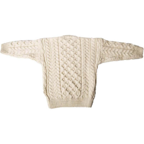 Aran Woollen Mills Childs Irish Merino Wool Crew Cut Sweater A761 White Shamrockgift.com Back View