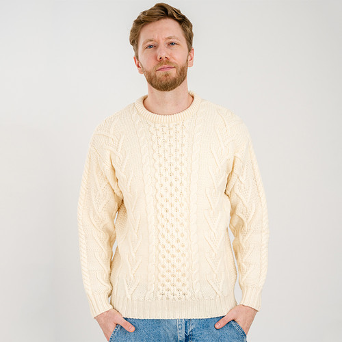 MM208-100 Men's Merino Wool Aran Sweater ShamrockGift.com
