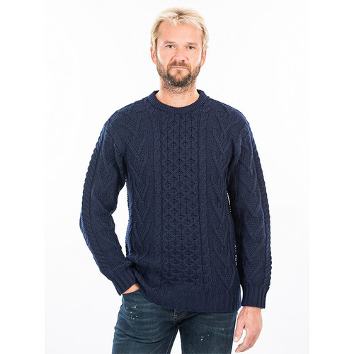 MM208-104 Men's Merino Wool Aran Sweater ShamrockGift.com