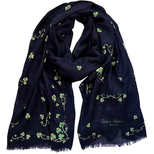 Patrick Francis Designs Ltd Navy Shamrock Fashion Scarf PF1035-OS Shamrockgift.com