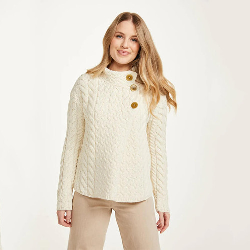 Aran-Woollen-Mills-Asymmetrical-Irish-Multi-Cable-Wool-Cardigan-B840-Natural-ShamrockGift.com