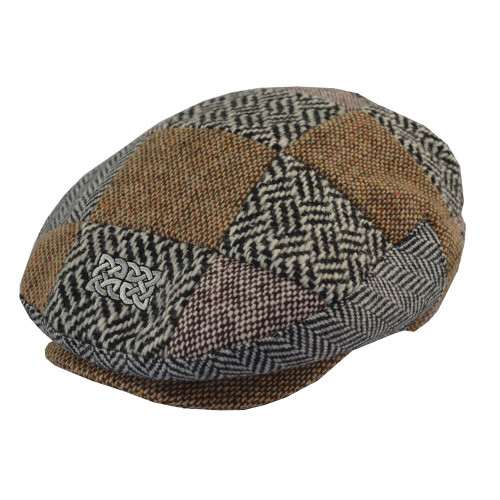 PF9016 Patrick Francis Patchwork Tweed Cap Kids Irish Made with Embroidered Celtic Knots ShamrockGift.com