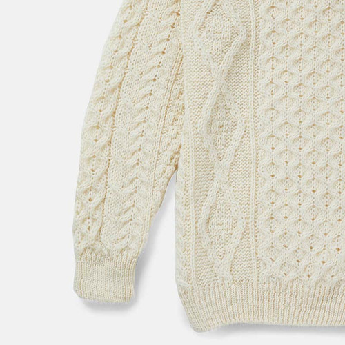Traditional Men's Crew Neck Aran Sweater B392 Natural White ShamrockGift.com