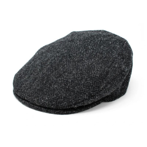 77B2-L006J-Charcoal-Herringbone-Harris-Tweed-Cap-studio-shamrockgift