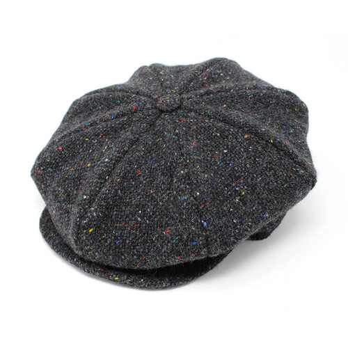 Hanna Hats Eight Piece Cap Tweed - Dark Grey  Salt and Pepper 95B2-412G ShamrockGift.com