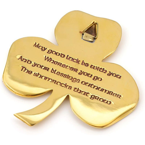 Robert Emmet Company Shamrock Brass Wall Hanging with Irish Blessing RE7805 Shamrockgift.com