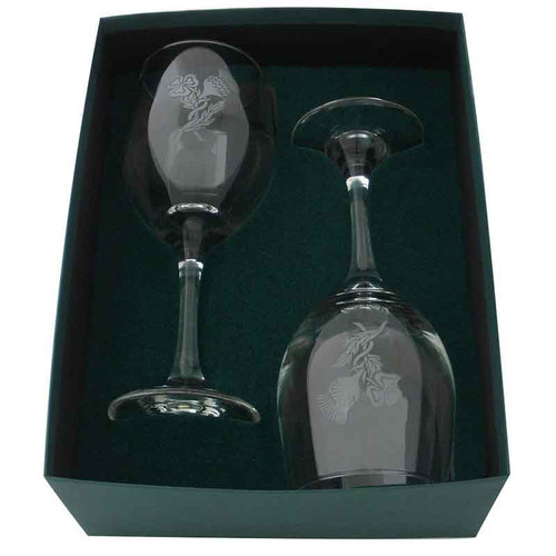 Robert Emmet Company Etched Thistle Shamrock Goblets Pair RE0661 Shamrockgift.com