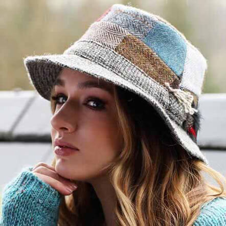 Hanna Hats Walking Irish Hat Patchwork Tweed 831-Patch ShamrockGift.com