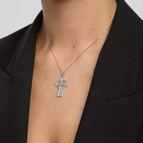 Sterling Silver Double Sided Cross Pendant Lifestyle ShamrockGift.com