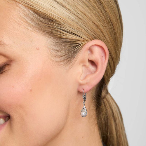 Sterling Silver Drop Earrings with Trinity Knot and Pearls Design Lifestyle ShamrockGift.com