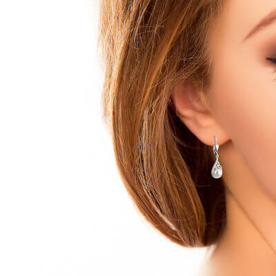 Sterling Silver Drop Earrings with Trinity Knot and Pearls Design S33281 ShamrockGift.com