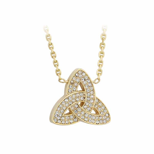 Solvar GOLD PLATED CRYSTAL TRINITY KNOT PENDANT S46015/G ShamrockGift.com