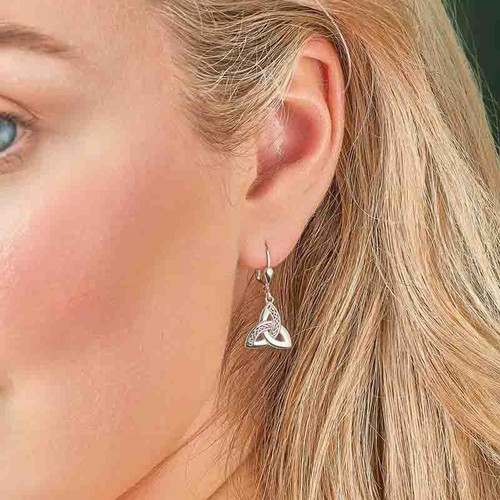 Solvar STERLING SILVER CELTIC TRINITY KNOT DROP EARRINGS S33270 ShamrockGift.com