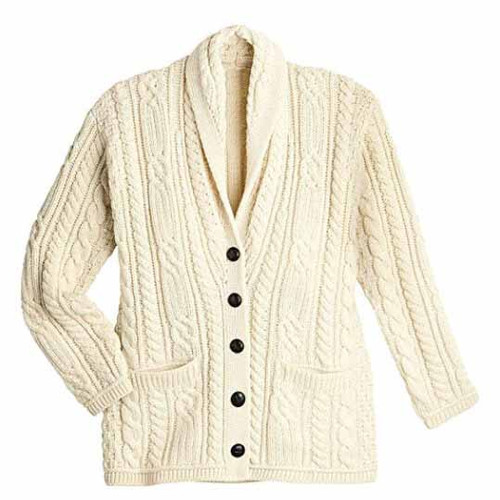 Aran Woollen Mills Cable Knit Irish Shawl Cardigan B838162 ShamrockGift.com