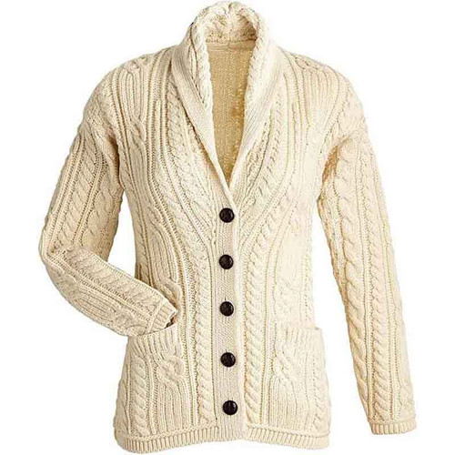 Aran Woollen Mills Cable Knit Irish Shawl Cardigan B838162 ShamrockGift.com