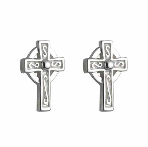 Solvar Sterling Silver Small Cross Stud Earrings Post S33274 Shamrockgift.com