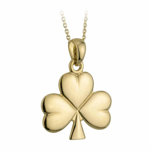 Solvar GOLD PLATED PENDANT MEDIUM SHAMROCK S4887 ShamrockGift.com