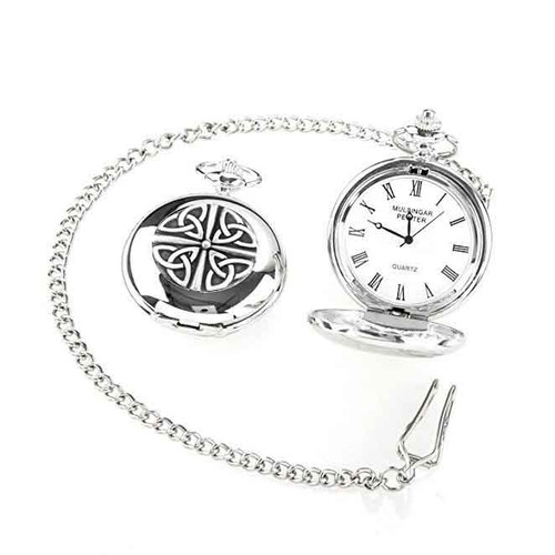 Mullingar Pewter Mullingar Pewter Pocket Watch Trinity P246 T4 Close Up ShamrockGift.com