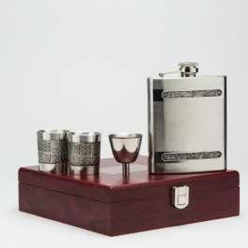 Gaelic Whiskey Set by Mulligar Pewter Unboxed Shamrockgift 23S