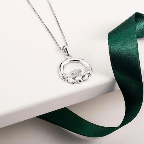 Solvar Sterling Silver Claddagh Necklace S4683 Studio ShamrockGift.com